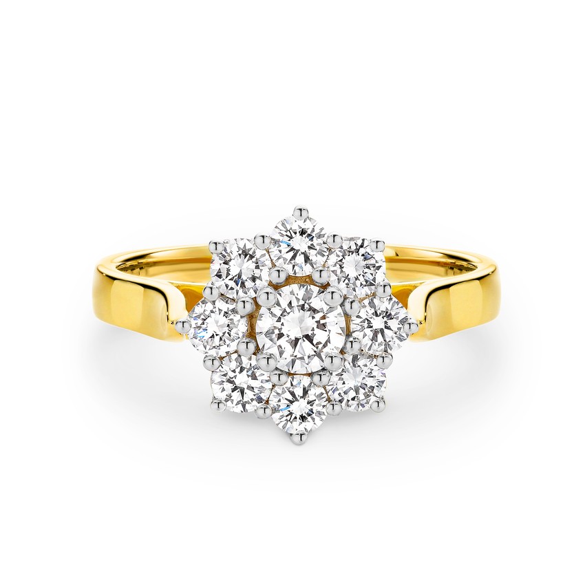 Round brilliant cut diamond cluster ring 1016
