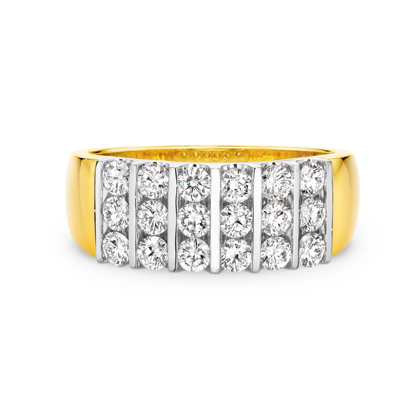 Triple row diamond set band 1073A