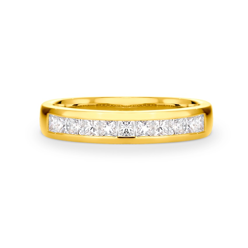 Channel set princess cut diamond band 1076