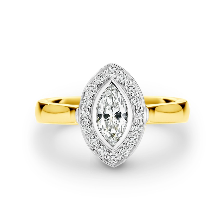 Marquise cut diamond halo set engagement ring 1915