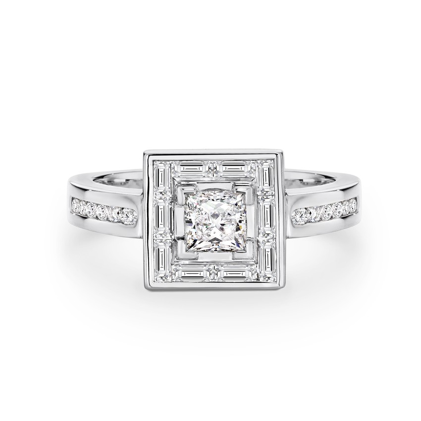 Baguette and round diamond enagement ring 2113