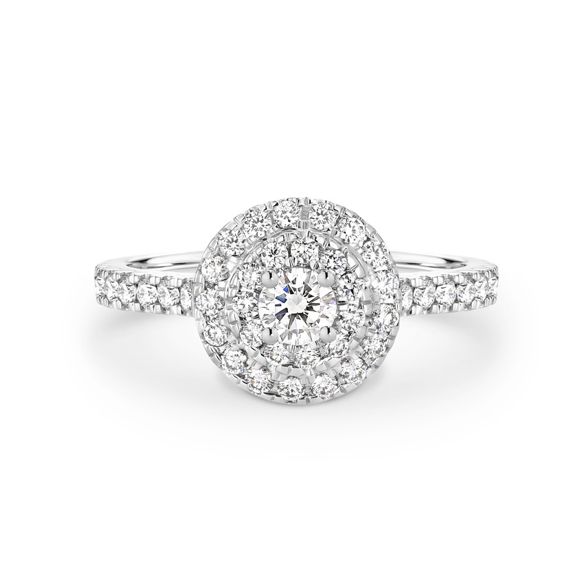 Double row halo diamond set engagement ring 2346