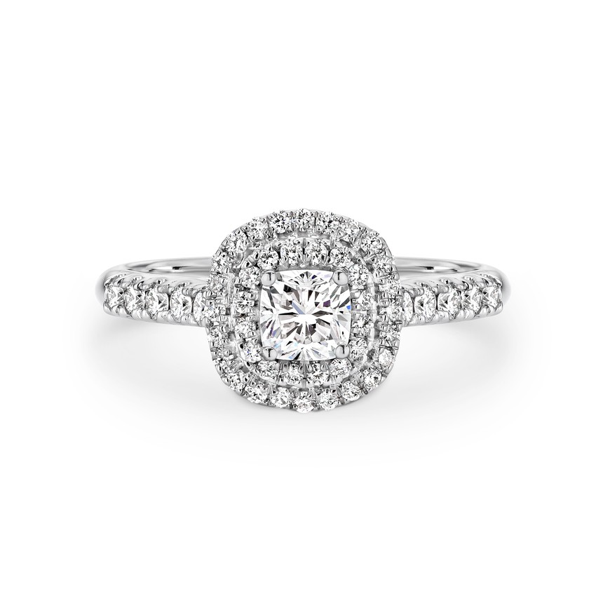 Double row cushion cut diamond set engagement ring 2395