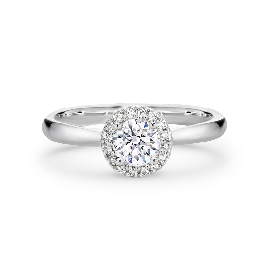 Round brilliant cut diamond set halo engagement ring 2448