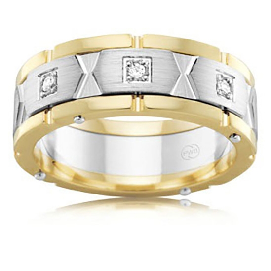Gents two tone diamond band 2TJ4003BB