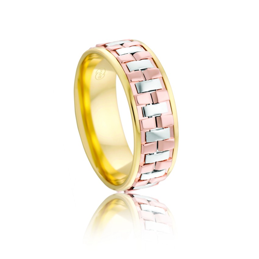 Gents three tone wedding band 3TJ4167DE