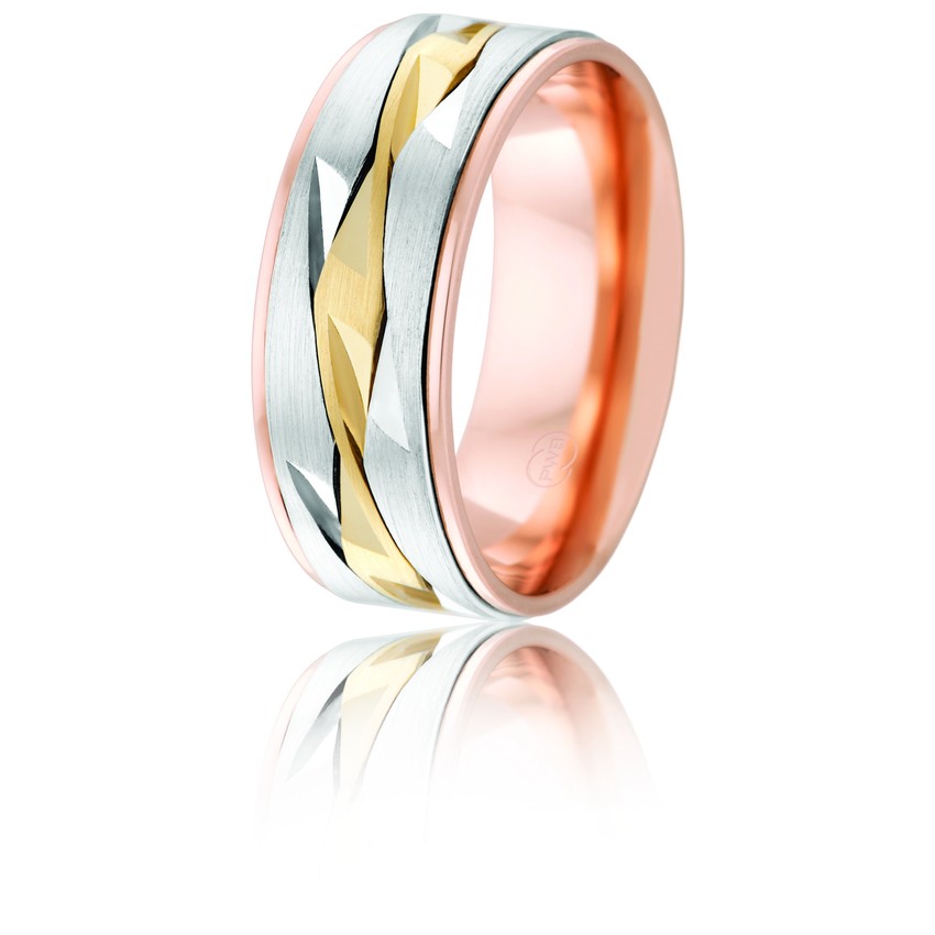 Gents three tone wedding band 3TJ4170DH
