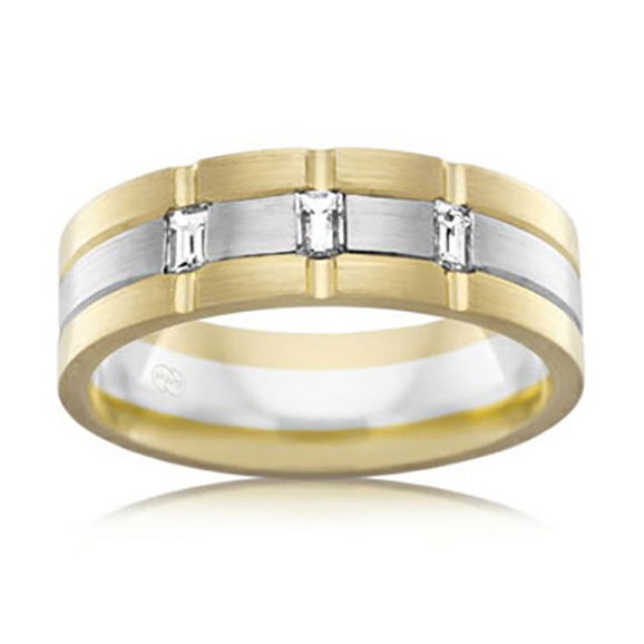 Gents two tone baguette set band EZI-2-T4059BA