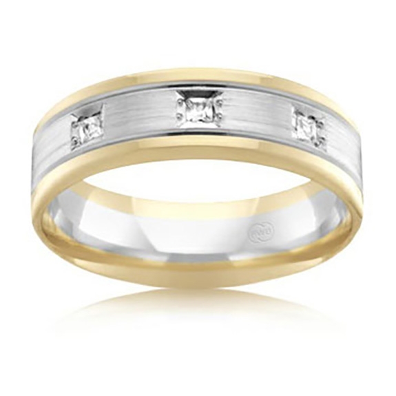 Gents two tone princess cut diamond band EZI-2T3063BB